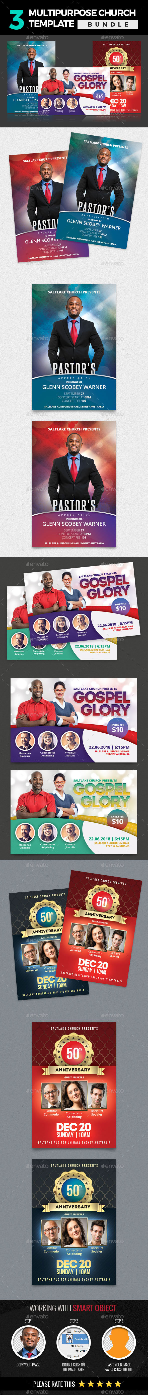 3 In 1 Multipurpose Church Template Bundle - Church Flyers