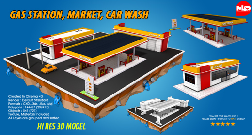 Gas Station, Market, Car Wash