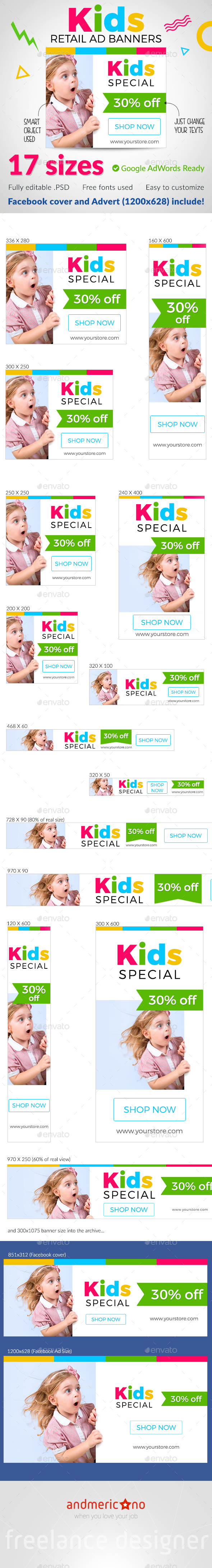 Kids Banner Set - Banners & Ads Web Elements