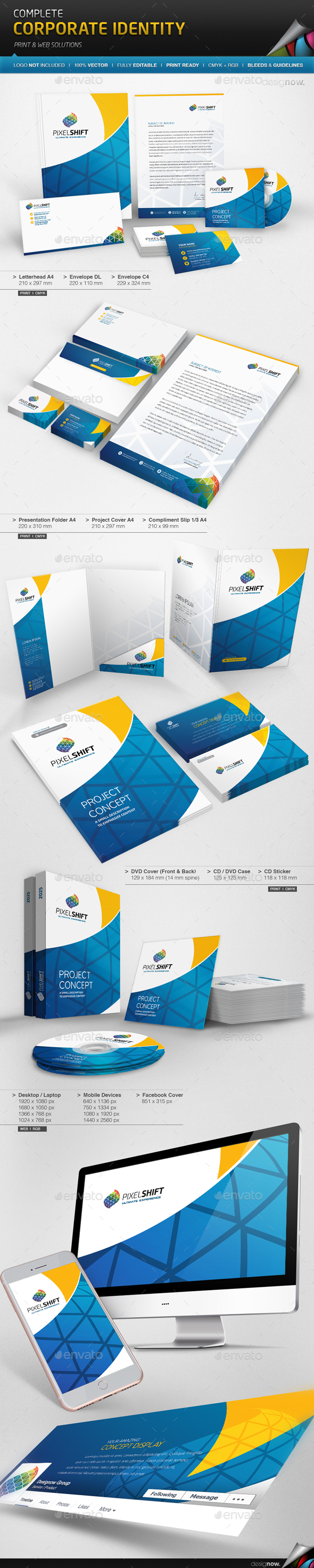 Corporate Identity - Pixel Shift - Stationery Print Templates