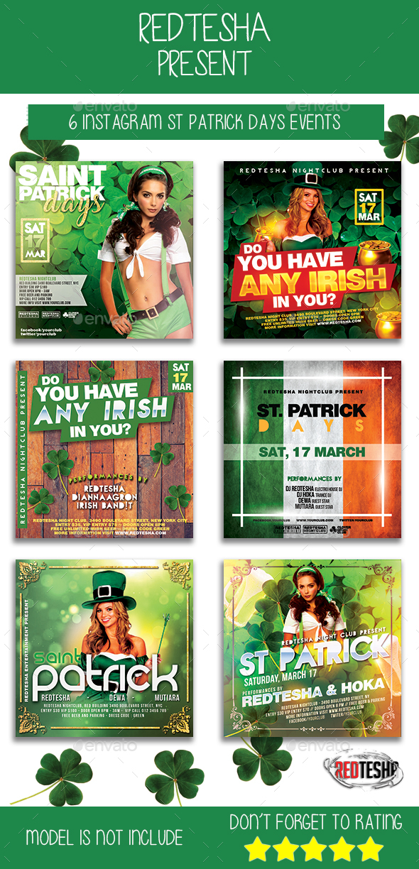 6 Instagram Saint Patrick Days Events - Banners & Ads Web Elements