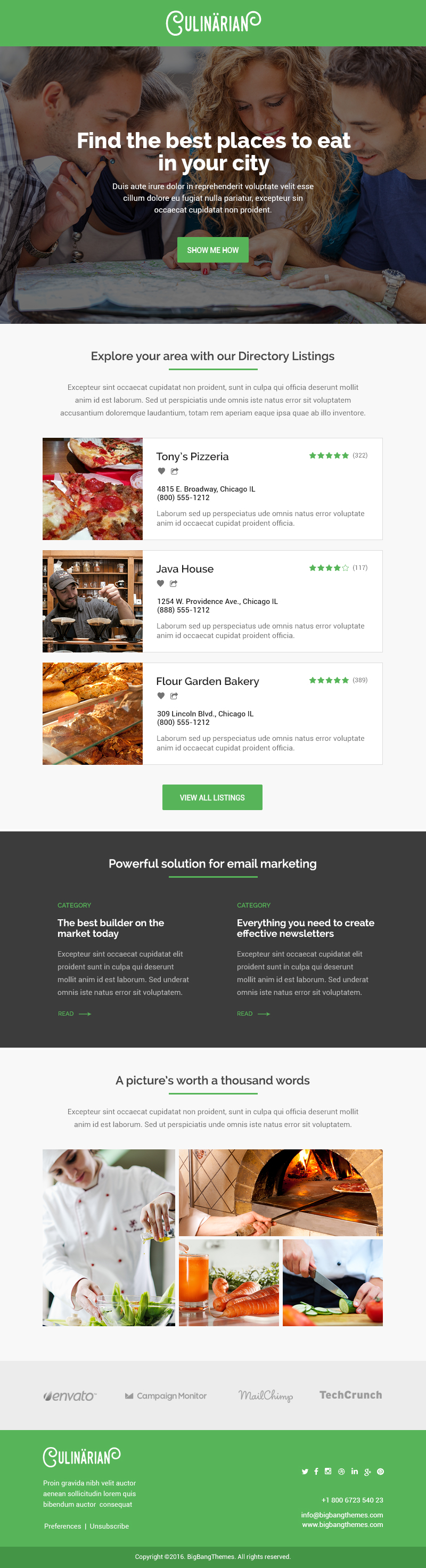 Culinarian - Multipurpose Restaurant Email + Builder Access