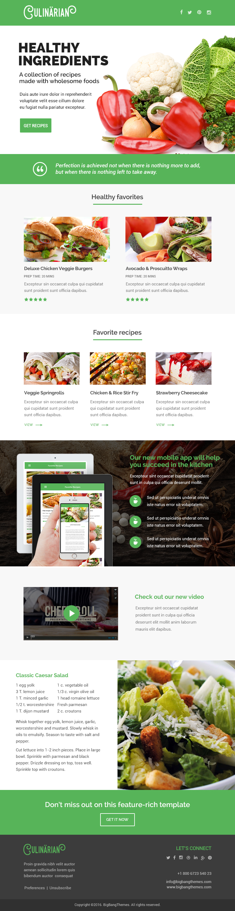 Culinarian - Multipurpose Restaurant Email + Builder Access