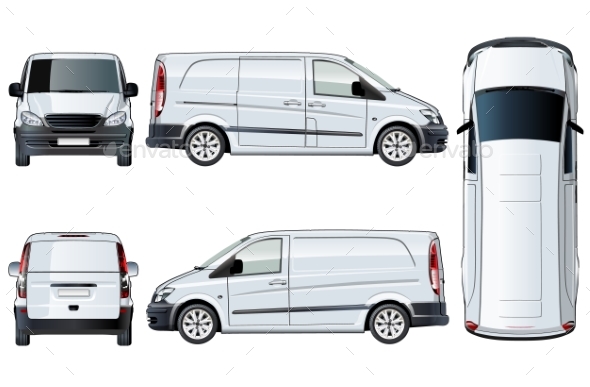 Vector Van Template Isolated on White - Man-made Objects Objects