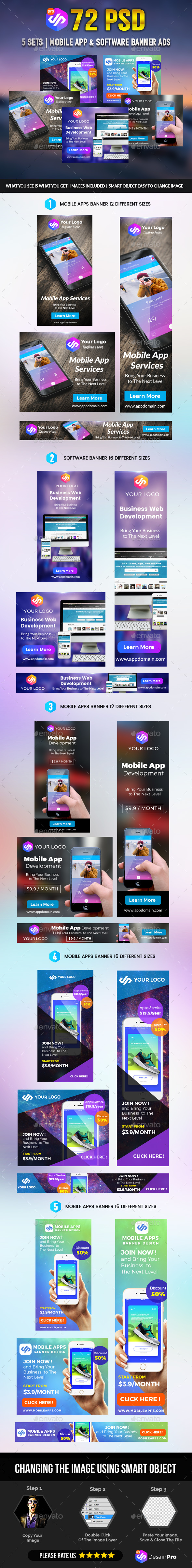 Mobile Apps Banner Pack - Banners & Ads Web Elements