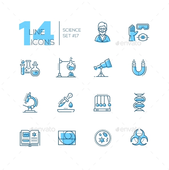 Science - Coloured Modern Single Line Icons Set - Web Technology