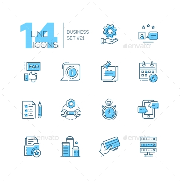 Business - Coloured Modern Single Line Icons Set - Web Technology