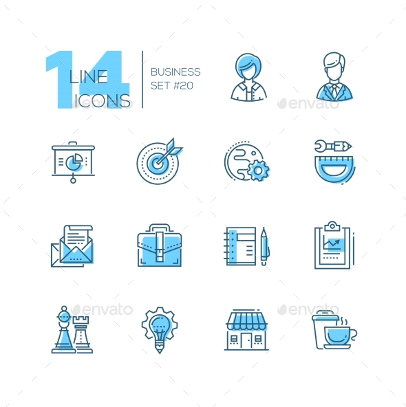 Business - Coloured Modern Single Line Icons Set - Web Technology