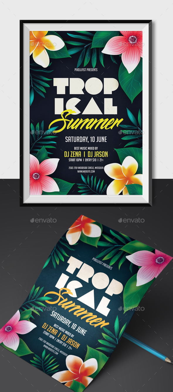 Tropical Summer Party Flyer - Clubs & Parties Events