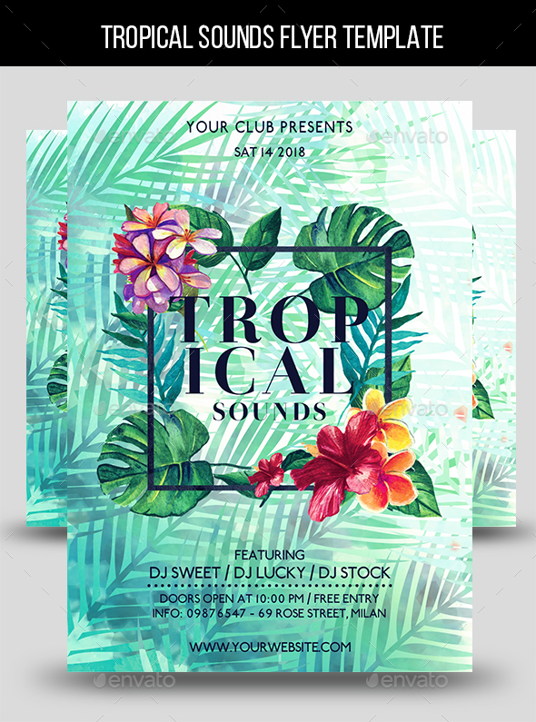 tropical sounds flyer template by lapabrothers graphicriver tropical flyer background