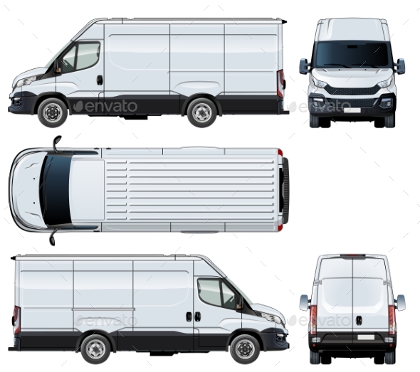 Vector Van Template Isolated on White - Man-made Objects Objects