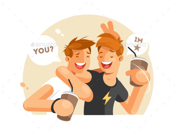 Two Friends Having Fun - People Characters