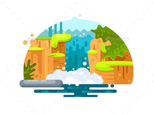 Natural River Waterfall - Miscellaneous Vectors