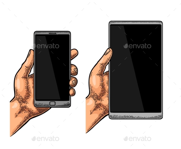 Male Hand Holding a Modern Mobile Phone - Communications Technology