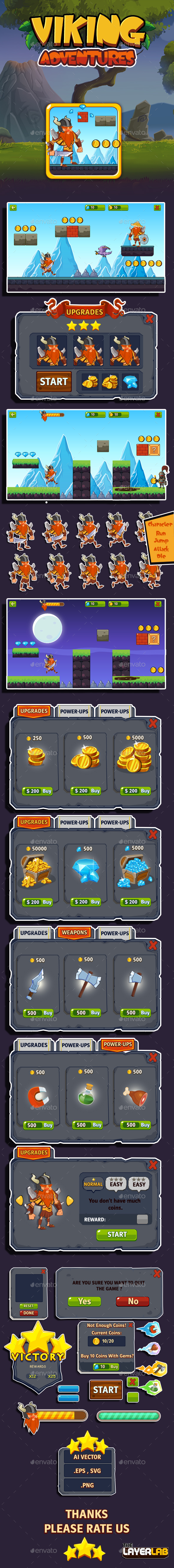 Viking Adventure Game GUI - Game Kits Game Assets
