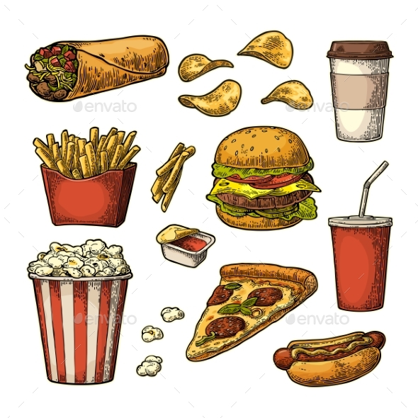 Set of Fast Food - Food Objects