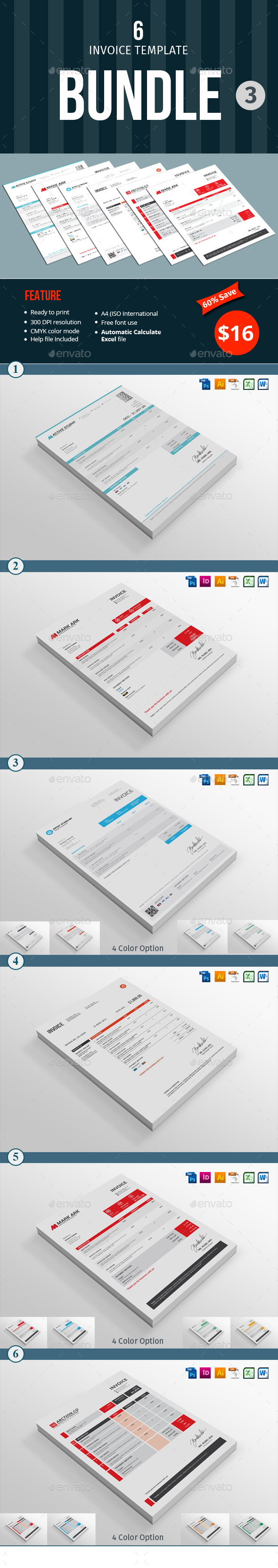 Invoice Template Bundle - 3 - Proposals & Invoices Stationery