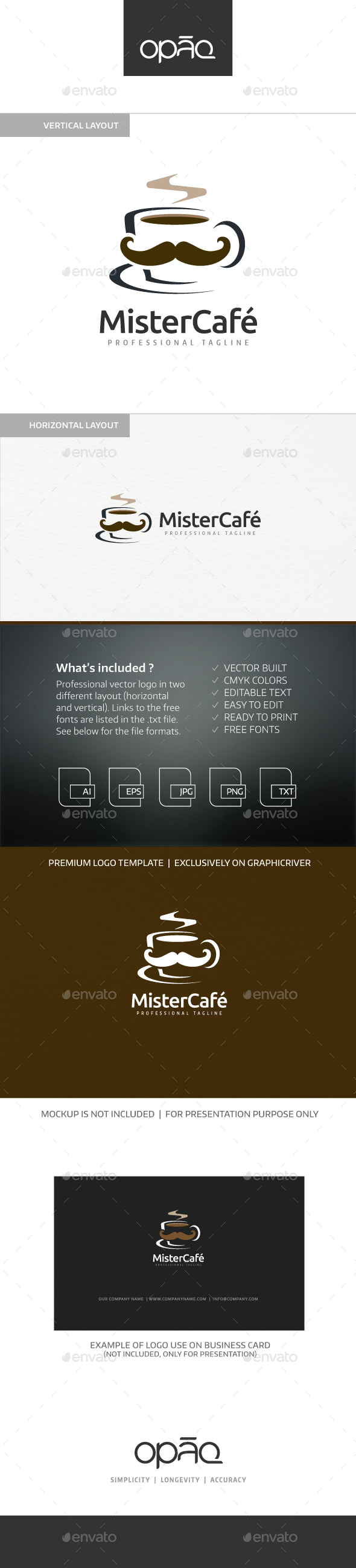 Mister Cafe Coffee Logo - Food Logo Templates