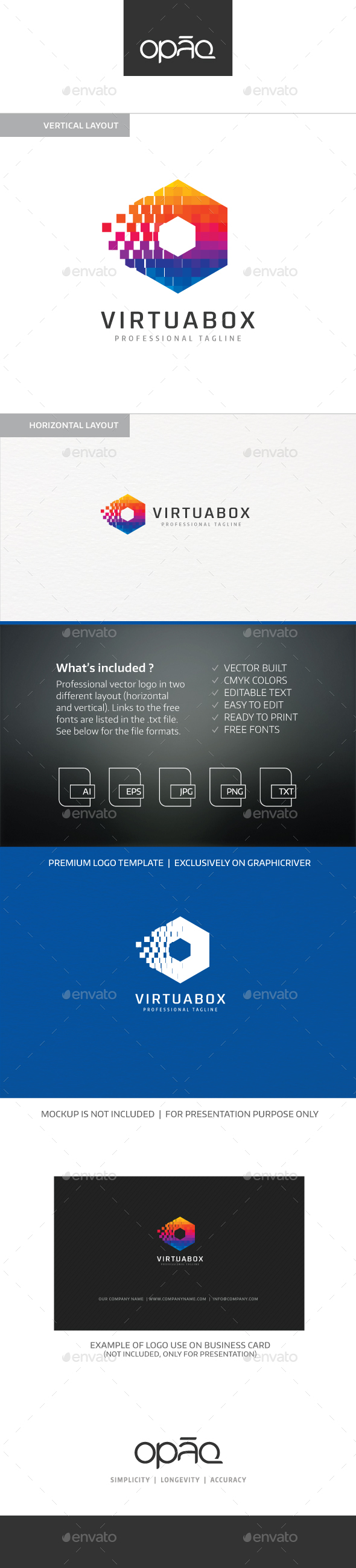 Virtual Pixel Box Logo - Abstract Logo Templates