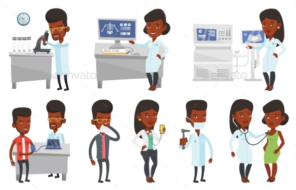 Set of Doctor Characters and Patients - Health/Medicine Conceptual