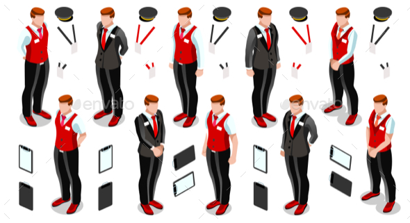 Isometric Person Work Icon Set - People Characters