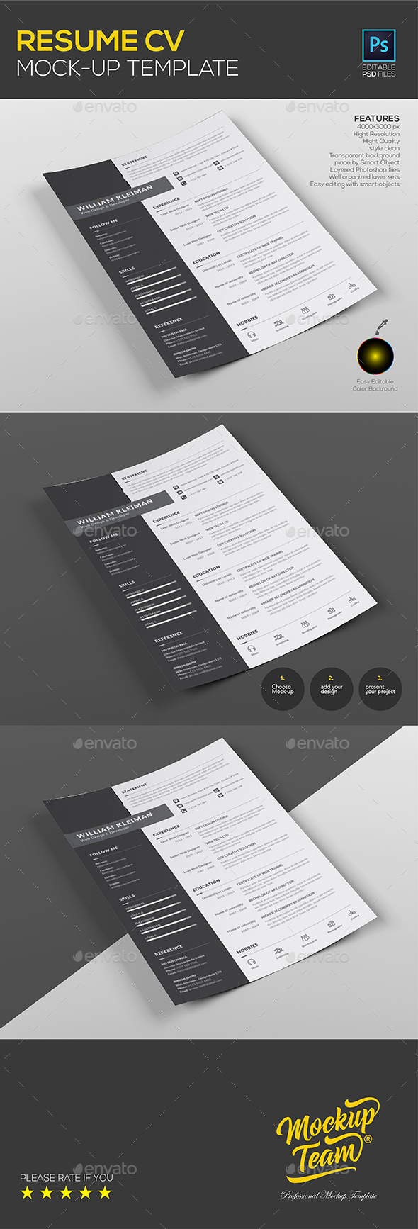 Resume CV Mock up Template - Print Product Mock-Ups