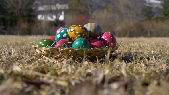 Painted By Kids Easter Eggs Outdoors