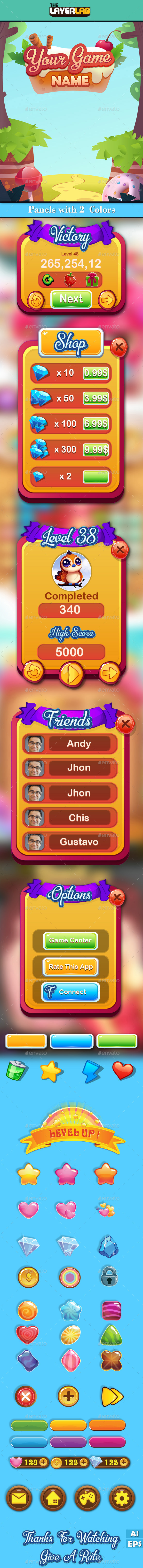 Candy Game GUI - User Interfaces Web Elements
