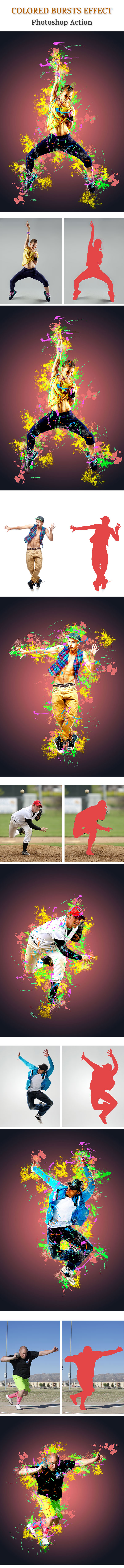 Colored bursts effect Action - Photo Effects Actions