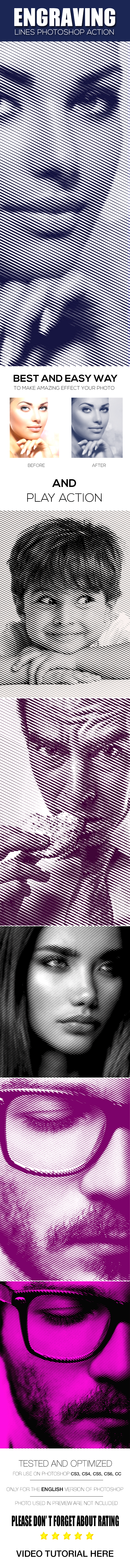 Engraving Lines Photoshop Action - Photo Effects Actions
