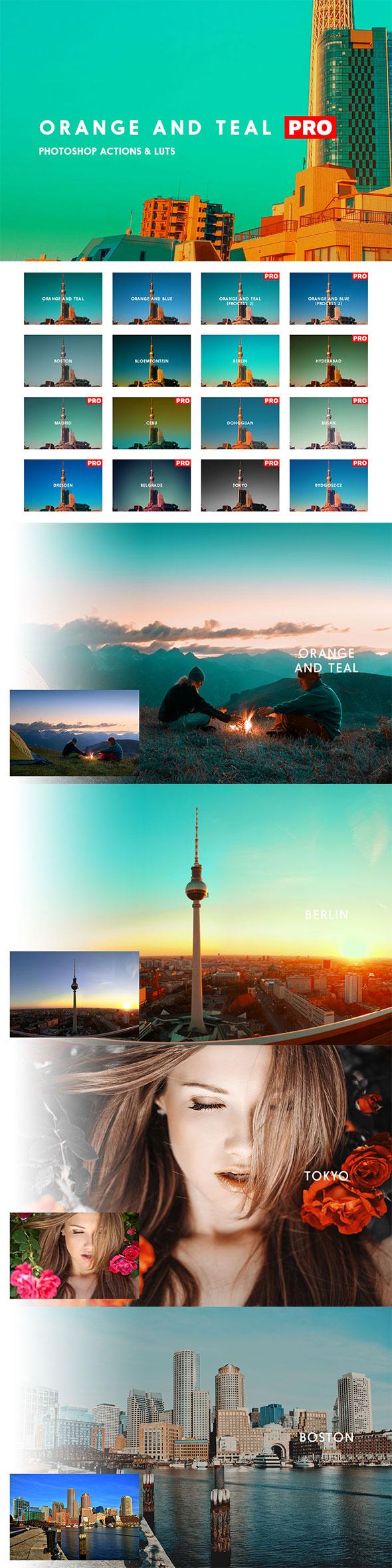 16 Orange and Teal Looks - Photo Effects Actions