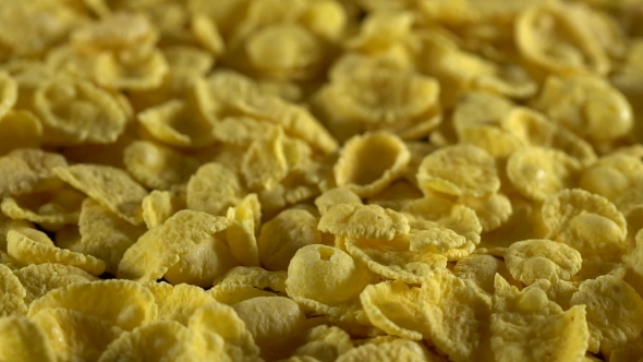 Crisp Tasty Cornflakes Falling Down.