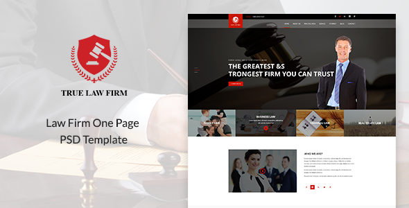 TRUE - Law Firm One Page PSD Template