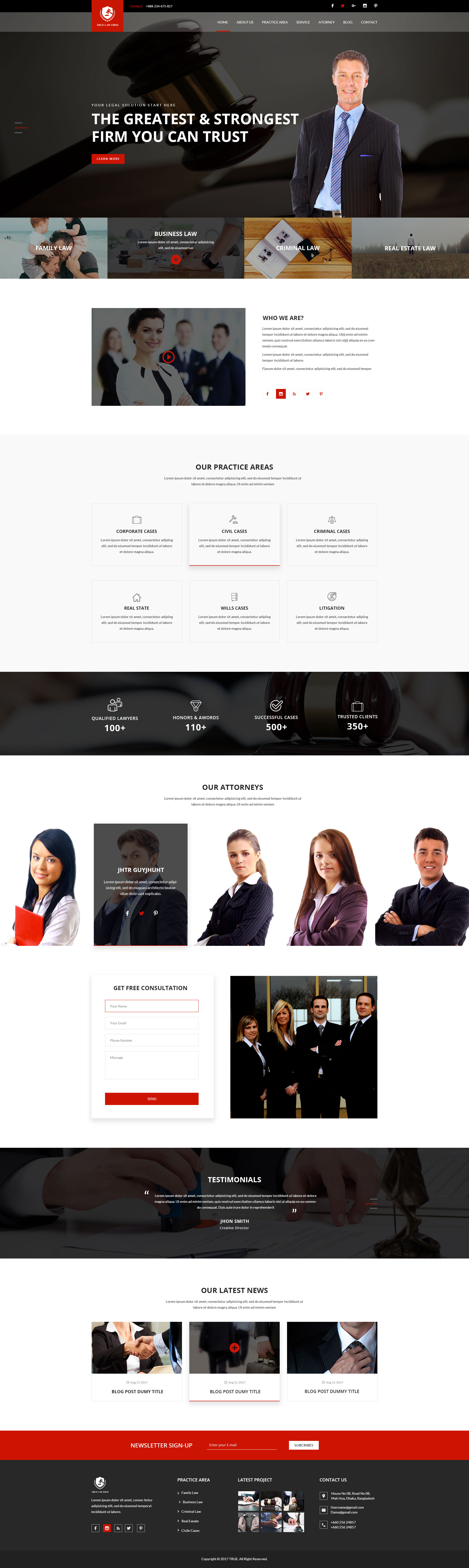 TRUE - Law Firm One Page PSD Template