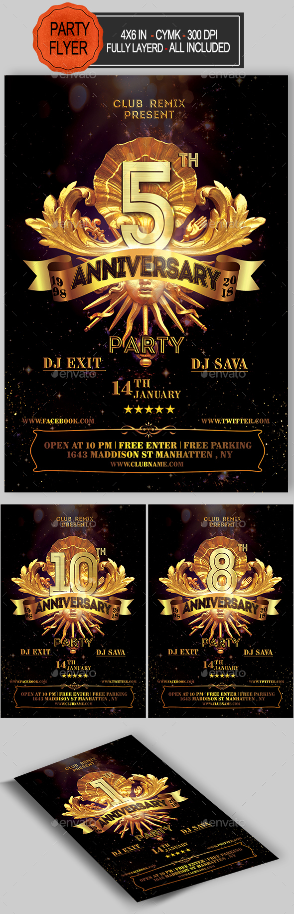 Anniversary Flyer - Clubs & Parties Events