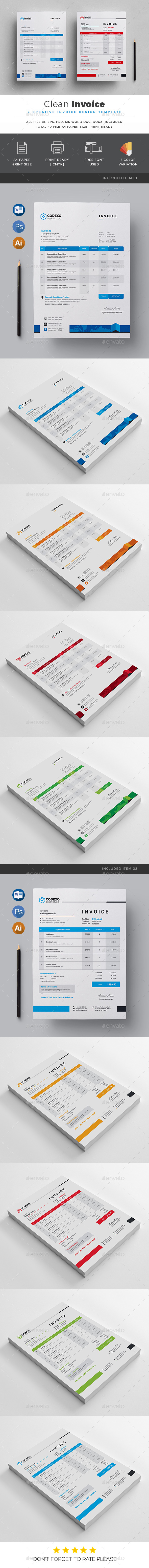 Clean Invoice - Stationery Print Templates