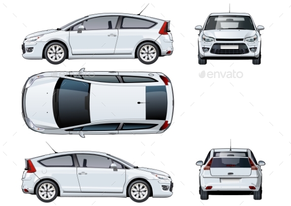 Vector Car Template Isolated on White - Man-made Objects Objects