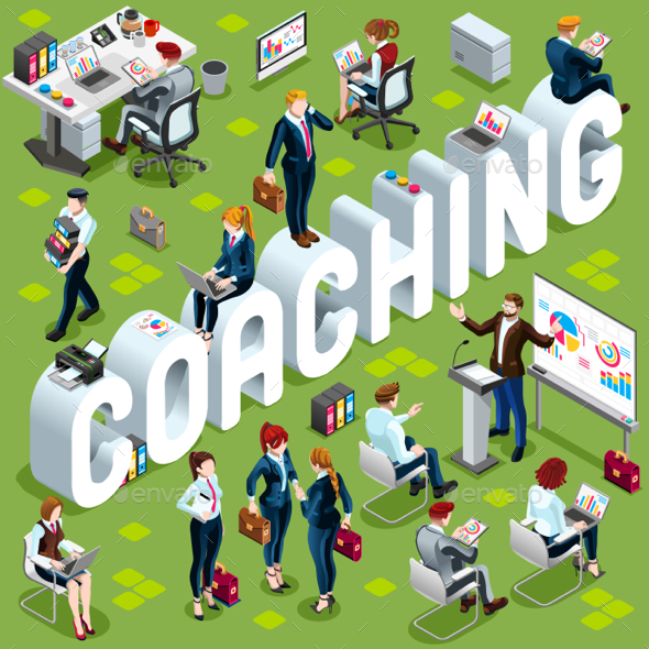 Coaching Isometric People Icon 3D Set Vector Illustration - Concepts Business