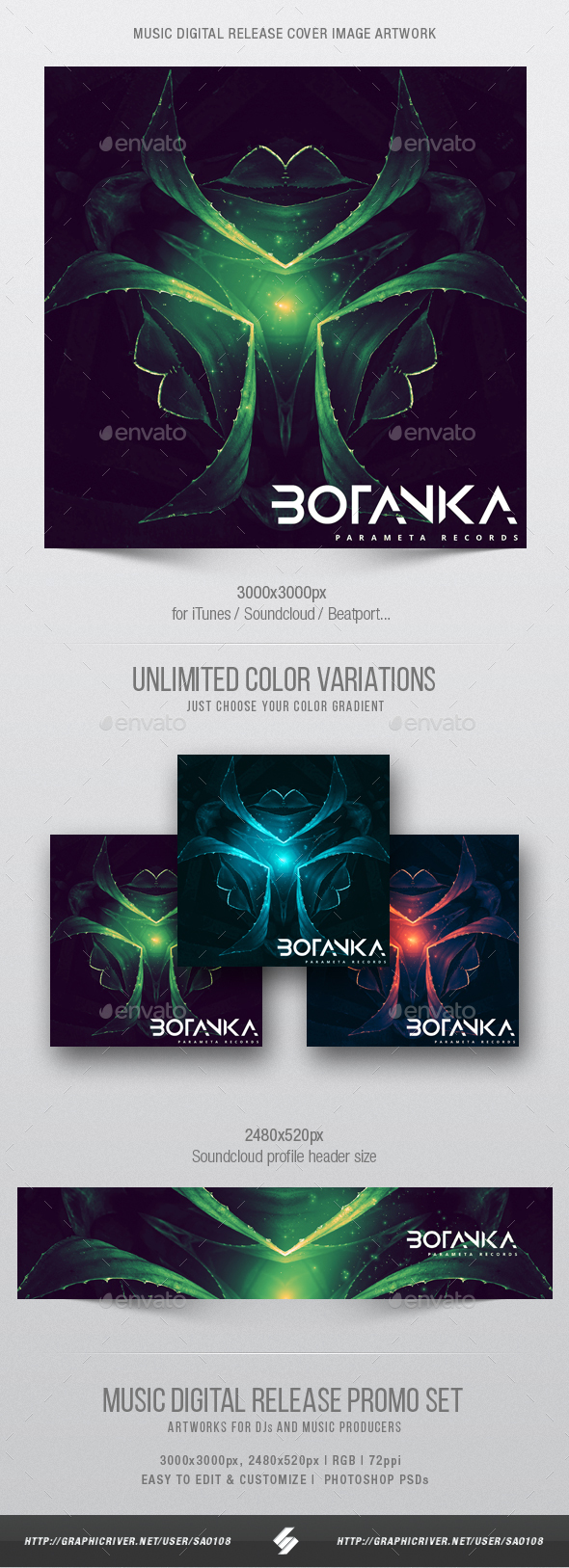 Botanika - Progressive Music Cover Image Artwork Template - Miscellaneous Social Media
