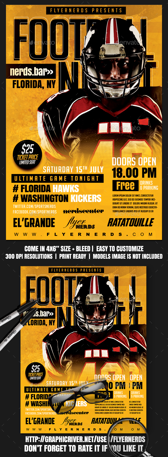 Football Night Sports Flyer - Sports Events