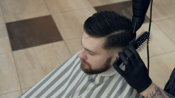 VideoHive Barber Getting Groomed at Hairdresser with Hair Dryer While Sitting in Chair at Barbershop 19617929 VideoHive Barber Getting Groomed at Hairdresser with Hair Dryer While Sitting in Chair at Barbershop 19617929