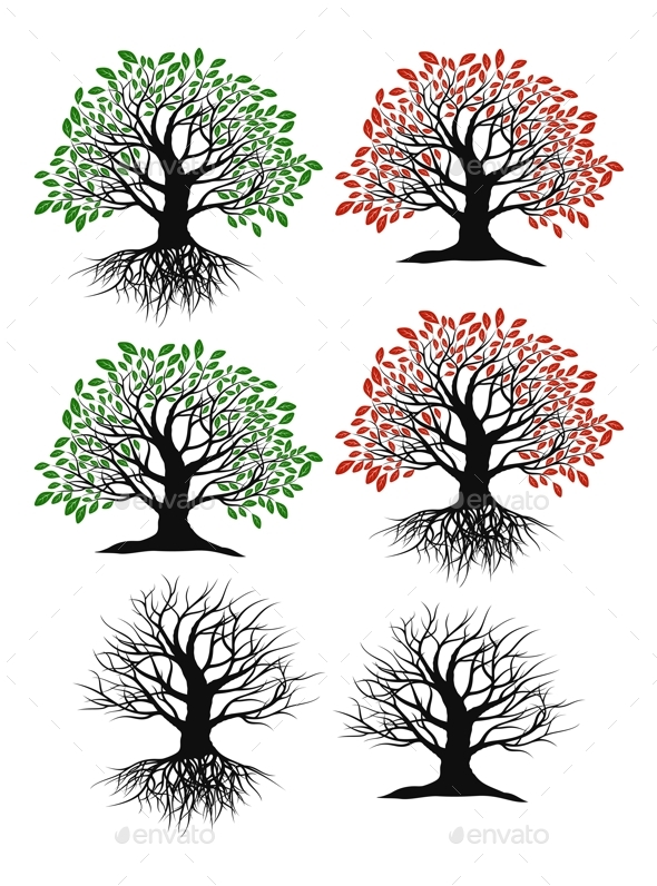 Set of Trees - Flowers & Plants Nature
