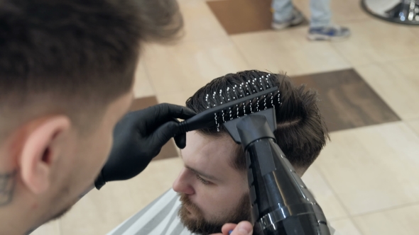 VideoHive Barber Getting Groomed at Hairdresser with Hair Dryer While Sitting in Chair at Barbershop 19618120 VideoHive Barber Getting Groomed at Hairdresser with Hair Dryer While Sitting in Chair at Barbershop 19618120