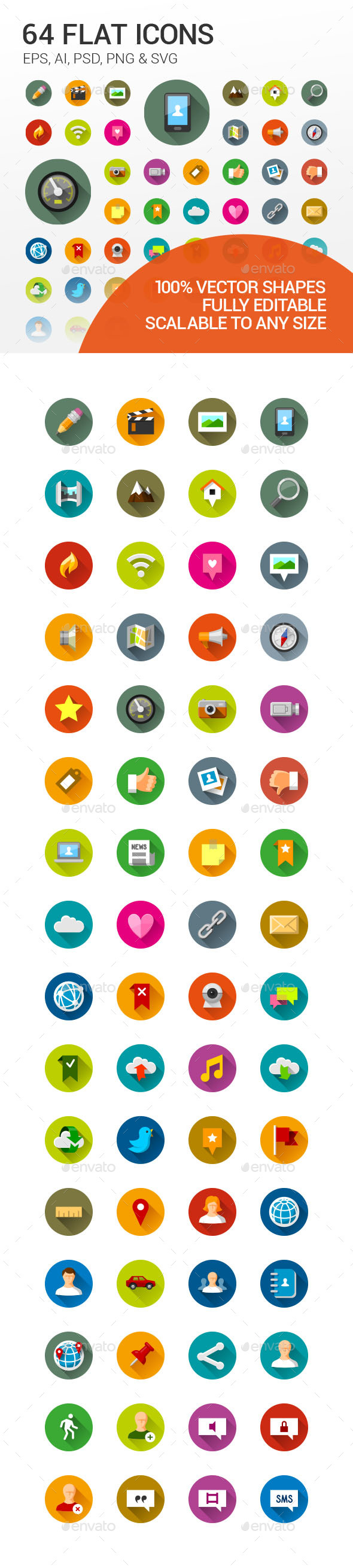 64 Flat Icons - Icons