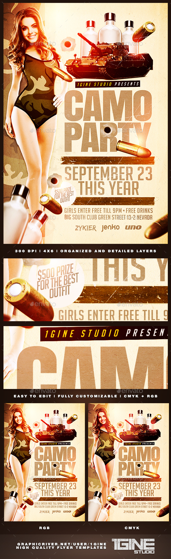 Camo Party Flyer Template - Clubs & Parties Events