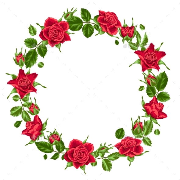 Decorative Wreath with Red Roses - Flowers & Plants Nature
