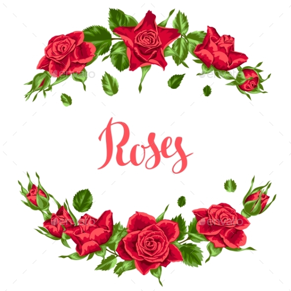 Decorative Elements with Red Roses - Flowers & Plants Nature