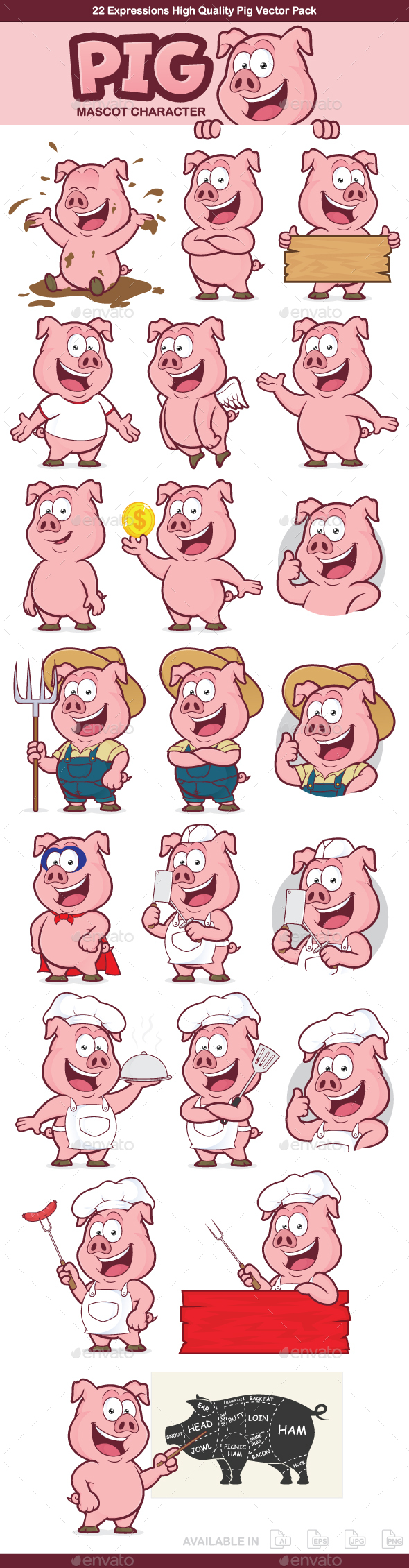 Pig Mascot Character - Animals Characters