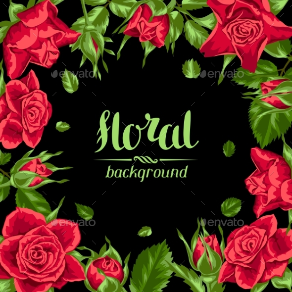 Invitation Card with Red Roses - Flowers & Plants Nature