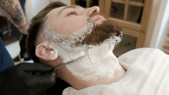 VideoHive Hands Shave the Beard Men Barbershop Razor 19620337 VideoHive Hands Shave the Beard Men Barbershop Razor 19620337